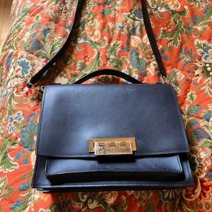 Zac Posen navy and gold cross body purse